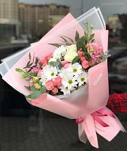 Букет цветов из:  Розы, Лизиантусы и Хризантемы в Языково Республика Башкортостан